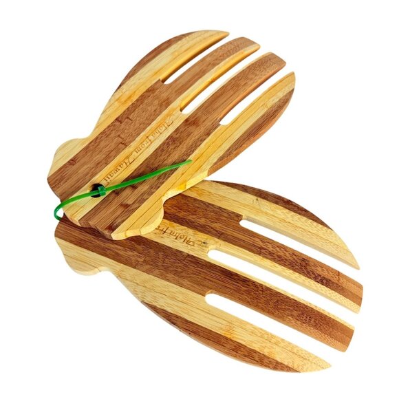 Hawaiian Teak Serving Tongs Kitchen Utensils Wooden Salad Server VTG Claw Style - Picture 3 of 10